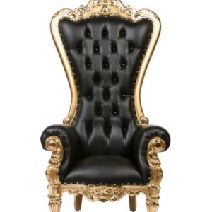 Black with Gold Trim; Queen Throne Chair