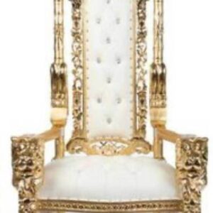 White With Gold Trim; Lion Head Chair