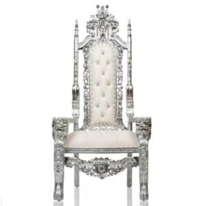 White With Silver Trim; Lion Head Chair