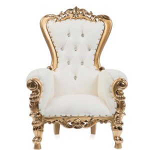 White With Gold Trim; Kids Throne Chair