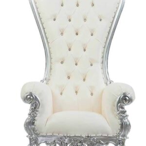 White With Silver Trim; Queen Throne Chair