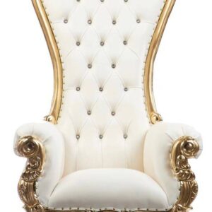 White With Gold Trim; Queen Throne Chair